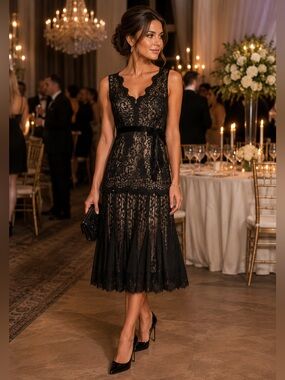 Taylor Loft Lace Top and Skirt Petites